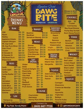 Rum Dawg Drinks Menu